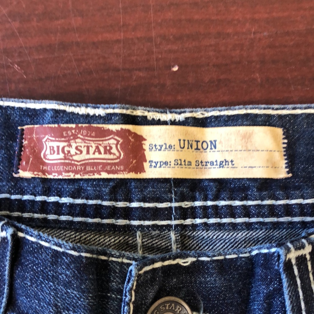 Men's Big & Tall Vintage Thick Stitch Embroidered Distressed Jeans - Picture 6 of 15